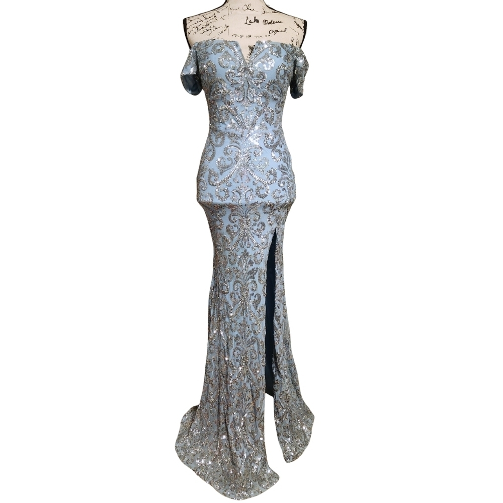 Windsor Carter Sequin Scroll A-line Formal Dress - Picture 6 of 15